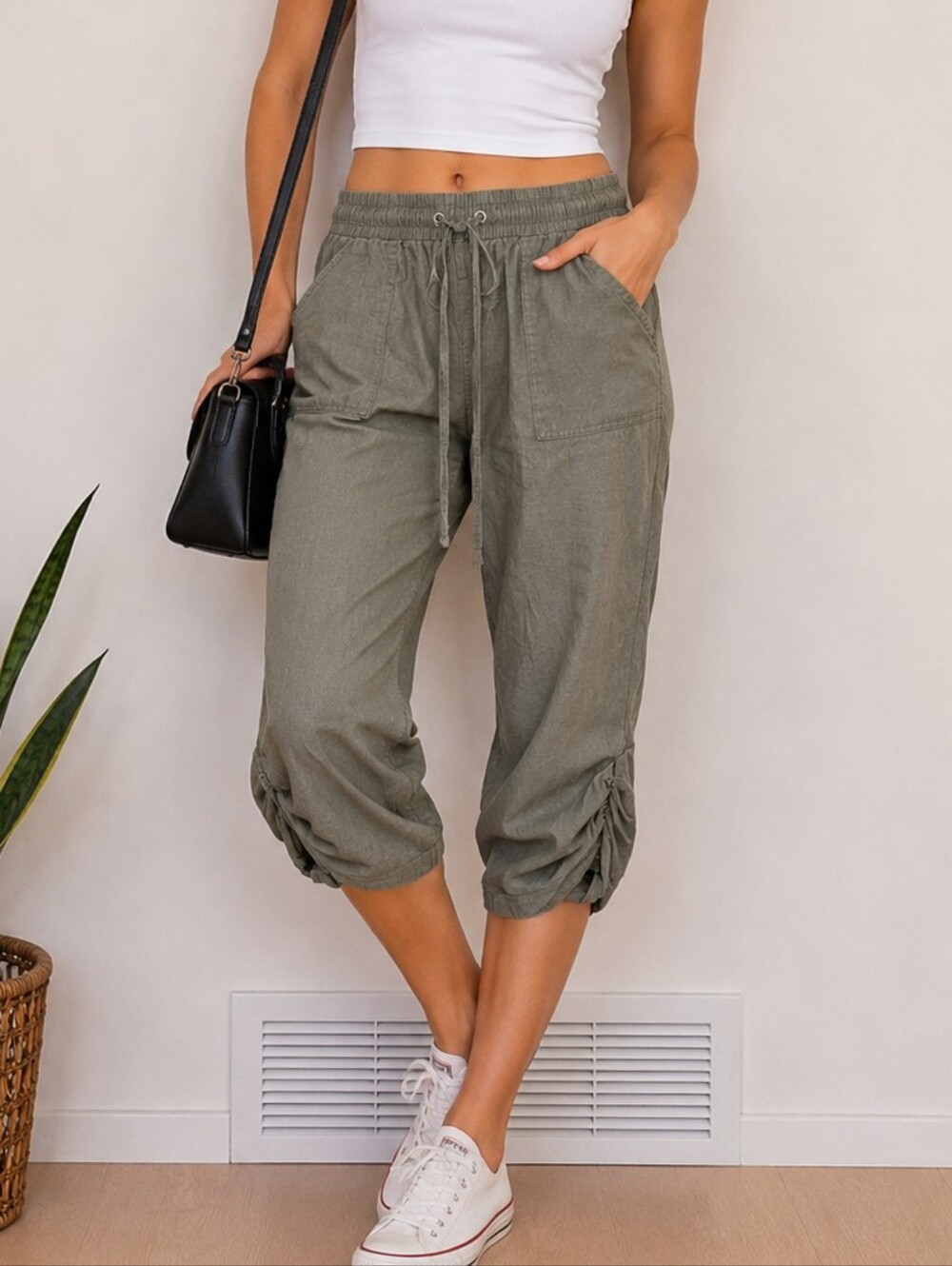 J Jill Linen Green Capri